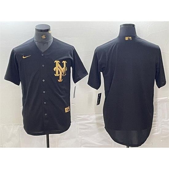 Men NeW York Mets Blank Black Cool Base Stitched Baseball Jersey