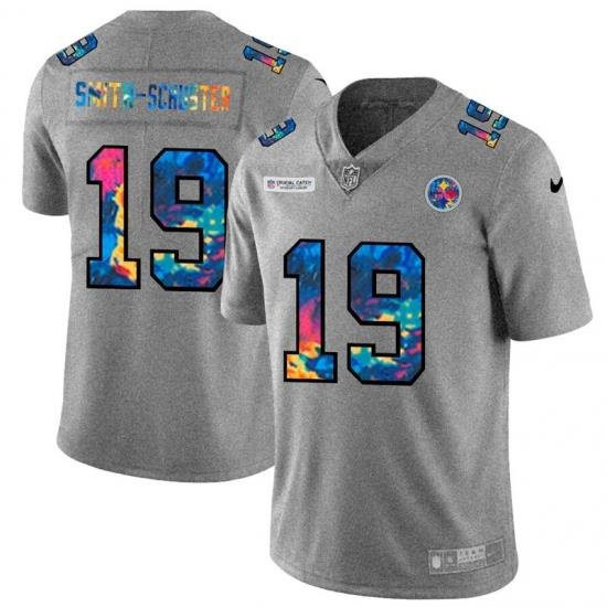 Pittsburgh Steelers 19 JuJu Smith Schuster Men Nike Multi Color 2020 NFL Crucial Catch NFL Jersey Greyheather