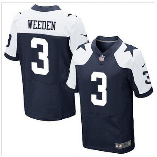 Nike Dallas Cowboys #3 Brandon Weeden Navy Blue Thanksgiving Throwback Mens Stitched NFL Elite Jersey