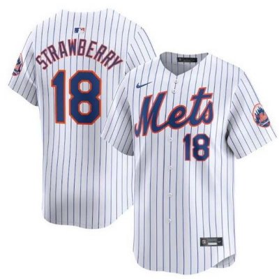 Men NeW York Mets 18 Darryl StraWberry White 2024 Home Limited Stitched Baseball Jersey