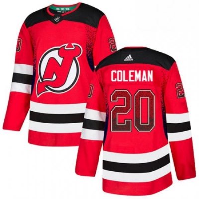 Mens Adidas New Jersey Devils 20 Blake Coleman Authentic Red Drift Fashion NHL Jersey