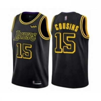 Mens Los Angeles Lakers 15 DeMarcus Cousins Authentic Black City Edition Basketball Jersey