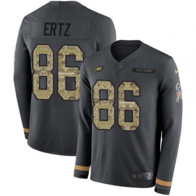 Nike Eagles 86 Zach Ertz Anthracite Salute to Service Men s Stitched NFL Limited Therma Long Sleeve Jersey