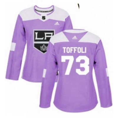 Womens Adidas Los Angeles Kings 73 Tyler Toffoli Authentic Purple Fights Cancer Practice NHL Jersey