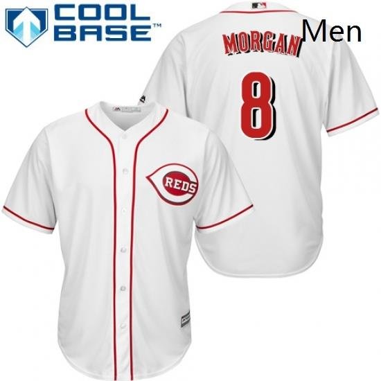 Mens Majestic Cincinnati Reds 8 Joe Morgan Replica White Home Cool Base MLB Jersey