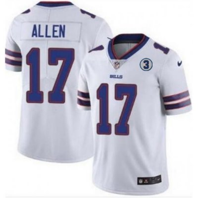 Men Buffalo Bills 17 Josh Allen White With NO 3 Patch Vapor Untouchable Limited Stitched NFL Jersey