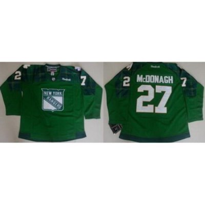 Rangers #27 Ryan McDonagh Green St  Patricks Day New Stitched NHL Jersey