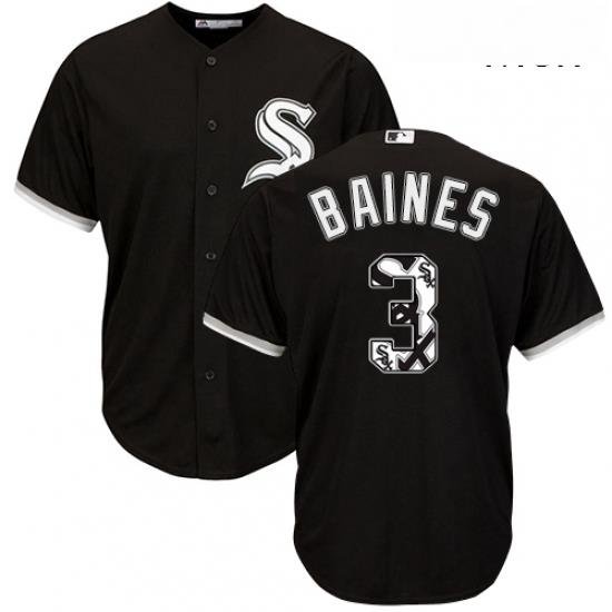 Mens Majestic Chicago White Sox 3 Harold Baines Authentic Black Team Logo Fashion Cool Base MLB Jersey