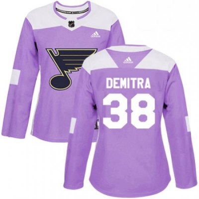 Womens Adidas St Louis Blues 38 Pavol Demitra Authentic Purple Fights Cancer Practice NHL Jersey