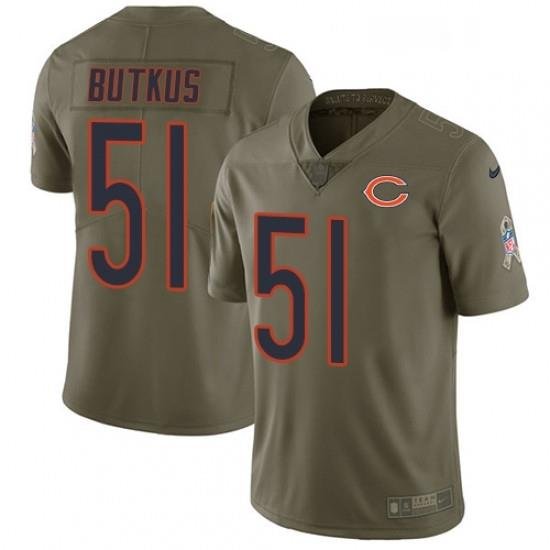 Mens Nike Chicago Bears 51 Dick Butkus Limited Olive 2017 Salute to Service NFL Jersey