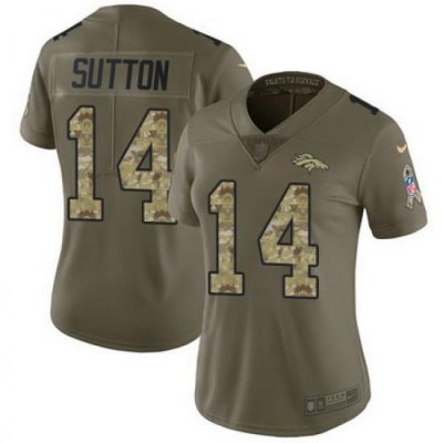 Nike Broncos #14 Courtland Sutton Olive Camo Womens Stitched NFL Limited 2017 Salute to Service Jersey