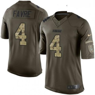 Youth Nike Green Bay Packers 4 Brett Favre Elite Green Salute to Service NFL Jersey