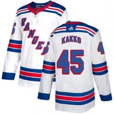 Youth Rangers 24 Kaapo Kakko White Road Authentic Stitched Hockey Jersey