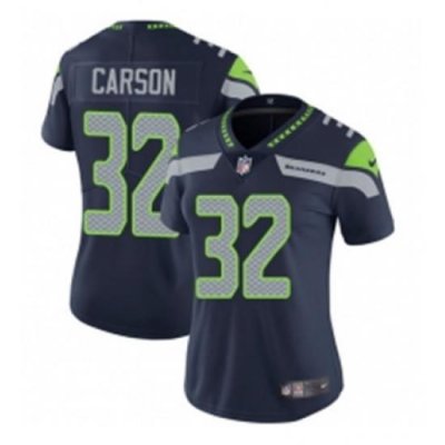 Womens Nike Seattle Seahawks 32 Chris Carson Navy Blue Team Color Vapor Untouchable Limited Player NFL Jersey