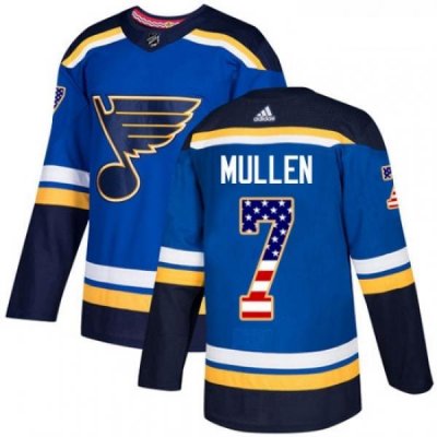 Youth Adidas St Louis Blues 7 Joe Mullen Authentic Blue USA Flag Fashion NHL Jersey