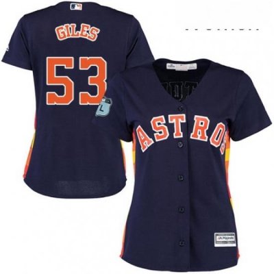 Womens Majestic Houston Astros 53 Ken Giles Replica Navy Blue Alternate Cool Base MLB Jersey