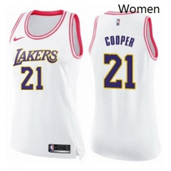 Womens Nike Los Angeles Lakers 21 Michael Cooper Swingman WhitePink Fashion NBA Jersey