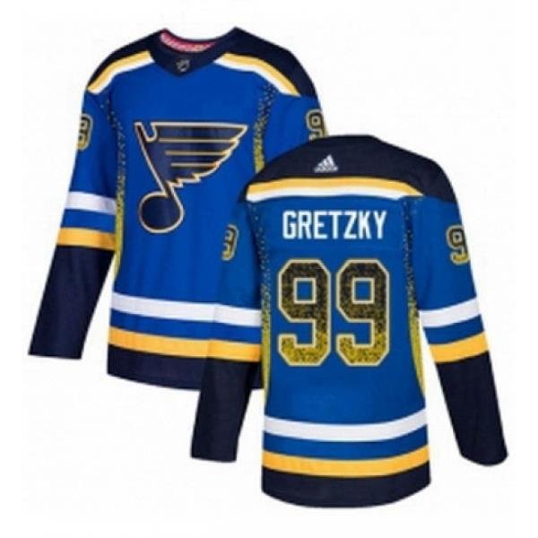 Mens Adidas St Louis Blues 99 Wayne Gretzky Authentic Blue Drift Fashion NHL Jersey