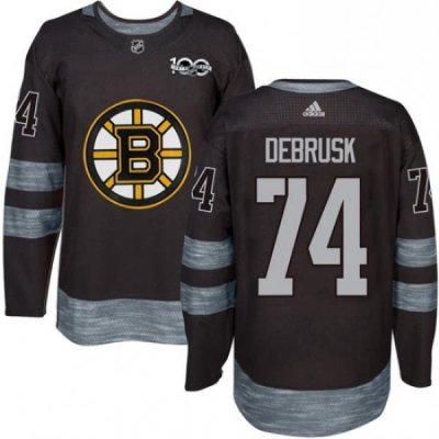 Mens Adidas Boston Bruins 74 Jake DeBrusk Premier Black 1917 2017 100th Anniversary NHL Jersey