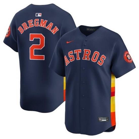 Men Houston Astros 2 Alex Bregman Navy 2024 Alternate Limited Stitched Baseball Jersey