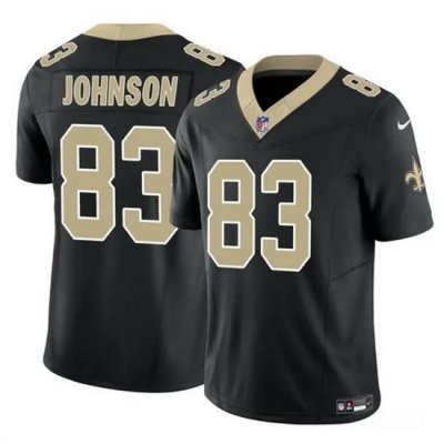 Men New Orleans Saints 83 Juwan Johnson Black 2023 F U S E  Vapor Untouchable Limited Stitched Jersey