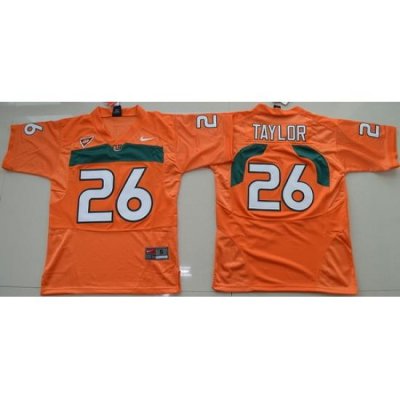 Hurricanes #26 Sean Taylor Orange Embroidered Youth NCAA Jerseys