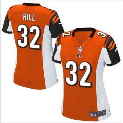 Women Nike Bengals #32 Jeremy Hill Orange Alternate Stitched NFL Elite Jersey