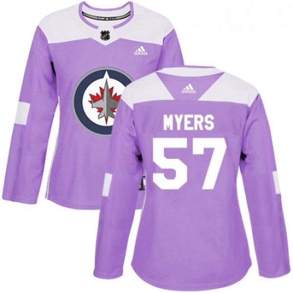 Womens Adidas Winnipeg Jets 57 Tyler Myers Authentic Purple Fights Cancer Practice NHL Jersey