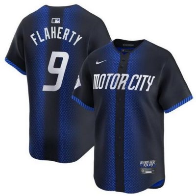 Men Detroit Tigers 9 Jack Flaherty 2024 Navy City Connect Cool Base Limited Stitched Jersey