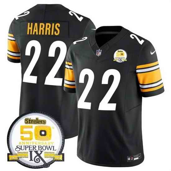 Men Pittsburgh Steelers 22 Najee Harris Black 2024 F U S E 50th Anniversary Of Super Bowl IX Alternate Vapor Untouchable Limited Stitched Jersey