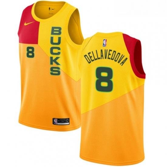 Youth Nike Milwaukee Bucks 8 Matthew Dellavedova Swingman Yellow NBA Jersey City Edition