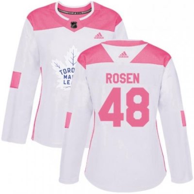 Womens Adidas Toronto Maple Leafs 48 Calle Rosen Authentic WhitePink Fashion NHL Jersey