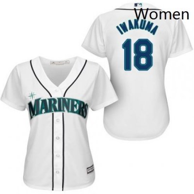 Womens Majestic Seattle Mariners 18 Hisashi Iwakuma Replica White Home Cool Base MLB Jersey