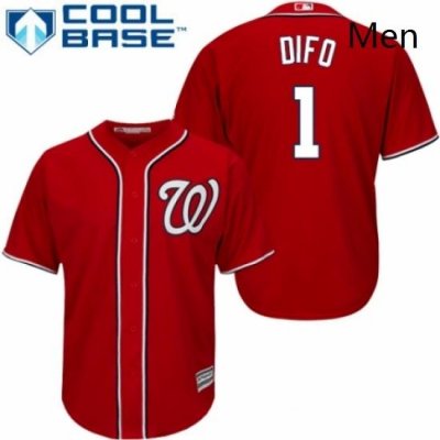 Mens Majestic Washington Nationals 1 Wilmer Difo Replica Red Alternate 1 Cool Base MLB Jersey