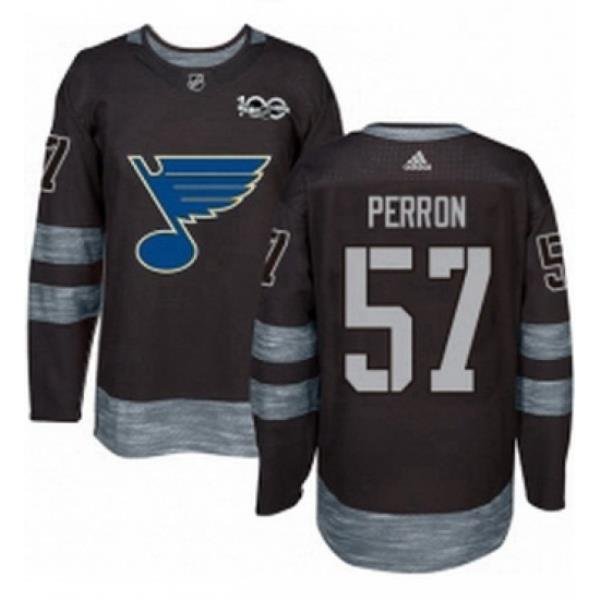 Mens Adidas St Louis Blues 57 David Perron Authentic Black 1917 2017 100th Anniversary NHL Jersey