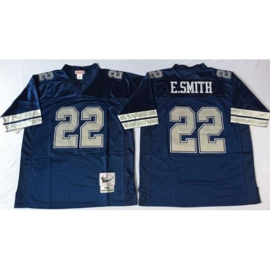 Men Dallas Cowboys 22 Emmitt Smith Navy M&N Throwback Jersey