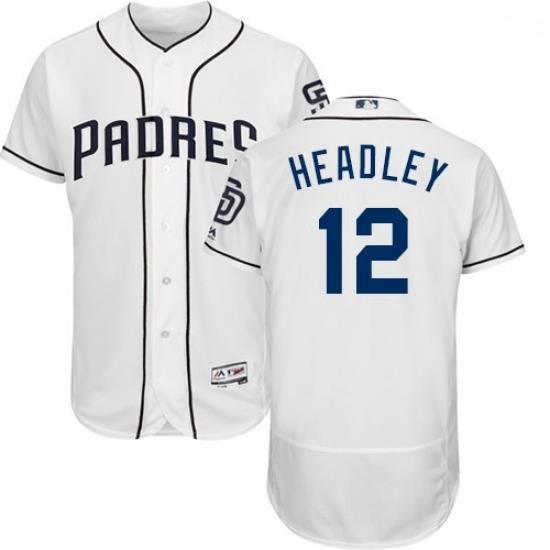 Mens Majestic San Diego Padres 12 Chase Headley White Home Flex Base Authentic Collection MLB Jersey