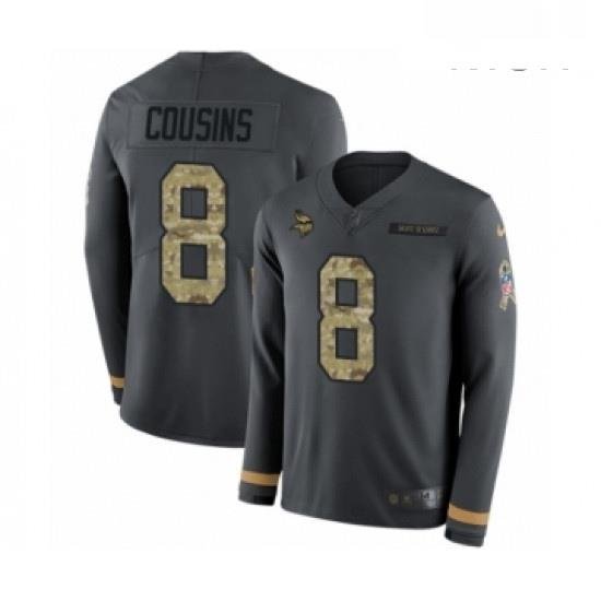 Mens Nike Minnesota Vikings 8 Kirk Cousins Limited Black Salute to Service Therma Long Sleeve NFL Jersey