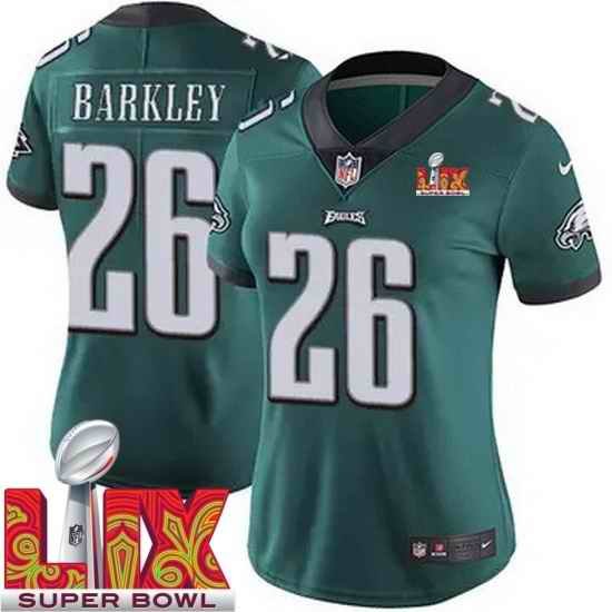 Women Philadelphia Eagles Saquon Barkley #26 Green 2024 2025 Super Bowl LIX F U S E Stitched NFL Jersey