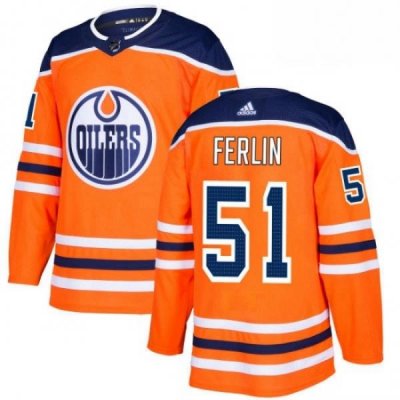 Mens Adidas Edmonton Oilers 51 Brian Ferlin Authentic Orange Home NHL Jersey