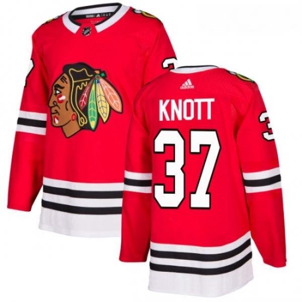 Youth Adidas Chicago Blackhawks 37 Graham Knott Authentic Red Home NHL Jersey