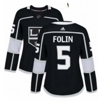 Womens Adidas Los Angeles Kings 5 Christian Folin Authentic Black Home NHL Jersey