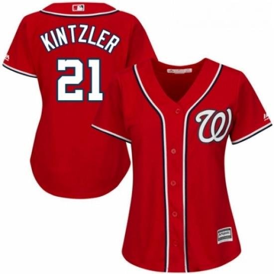 Womens Majestic Washington Nationals 21 Brandon Kintzler Replica Red Alternate 1 Cool Base MLB Jersey