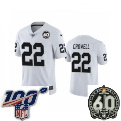 Women Oakland Raiders #22 Isaiah Crowell White 60th Anniversary Vapor Untouchable Limited Player 100th Season Football Jersey