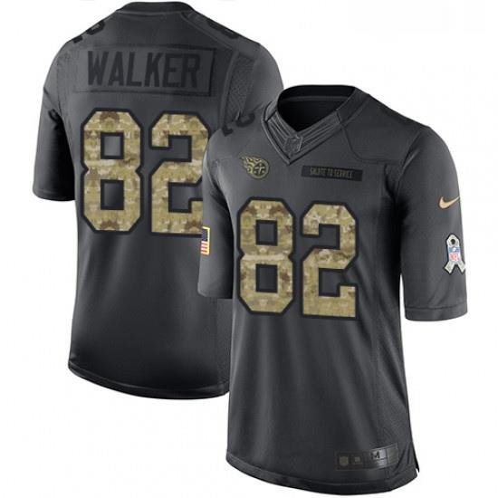 Mens Nike Tennessee Titans 82 Delanie Walker Limited Black 2016 Salute to Service NFL Jersey