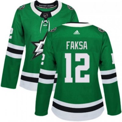 Womens Adidas Dallas Stars 12 Radek Faksa Authentic Green Home NHL Jersey