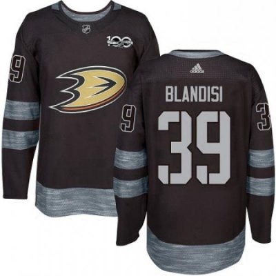 Mens Adidas Anaheim Ducks 39 Joseph Blandisi Authentic Black 1917 2017 100th Anniversary NHL Jersey