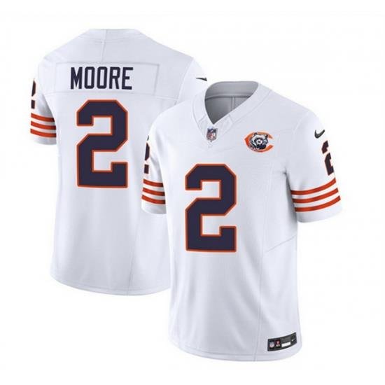 Men Chicago Bears 2 DJ Moore White 2023 F U S E  Throwback Limited Stitched Football Jersey