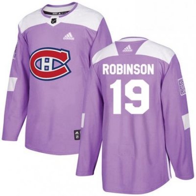 Mens Adidas Montreal Canadiens 19 Larry Robinson Authentic Purple Fights Cancer Practice NHL Jersey