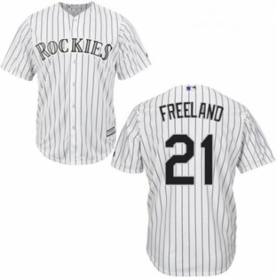 Youth Majestic Colorado Rockies 21 Kyle Freeland Replica White Home Cool Base MLB Jersey